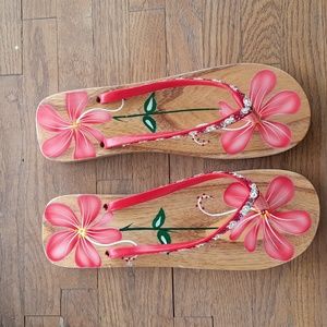 Vintage Hand Painted Flip Flops Sandals